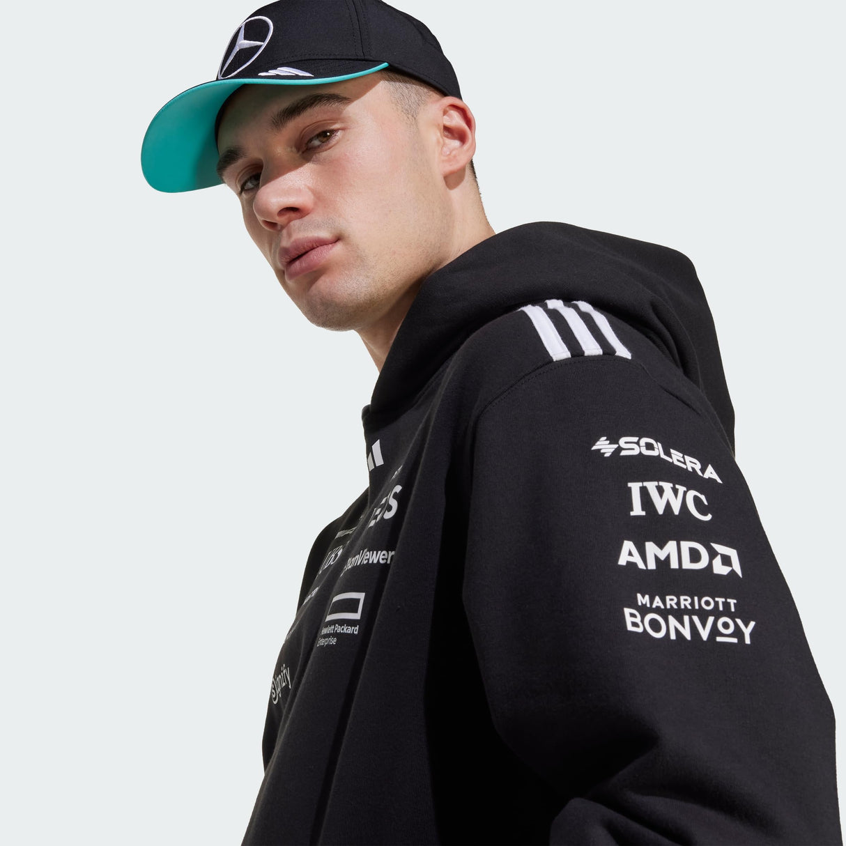 Adidas Hombre Mercedes - AMG Petronas Formula One Team Team Hood Men, Black/White, M