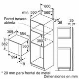 Balay Microondas encastrable sin marco, 38 cm, 25 l, Aqualisis, Ap. lateral izquierda, Cristal blanco, 8 recetas, Programación electrónica paro, Plato giratorio 31,5 cm, Con grill