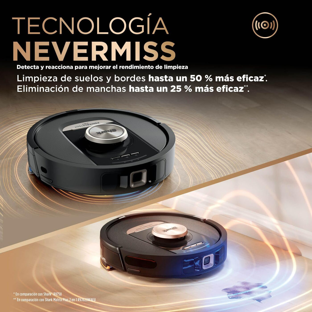 Shark PowerDetect Robot Aspirador y mopa 2 en 1, Base NeverTouch Pro con Limpieza, Carga y Vaciado automáticos, 60 días, navegación 3D y LiDAR, NeverStuck, WiFi/App, Negro, RV2800ZEEU