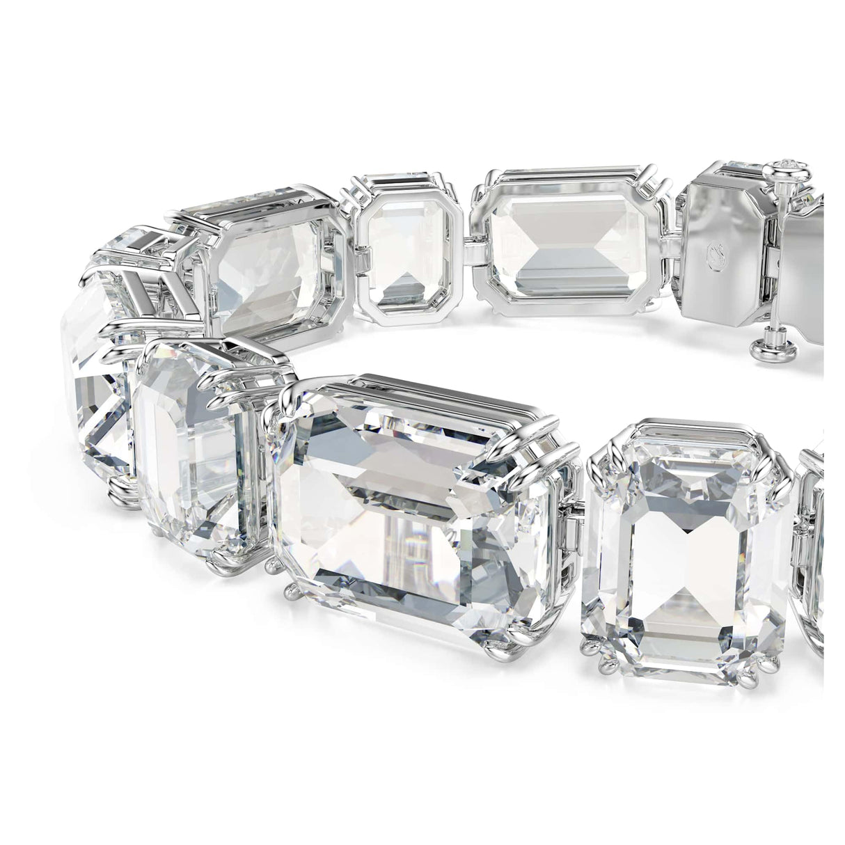 Swarovski Pulsera Tennis Millenia, Talla octogonal, Blanca, Baño de rodio