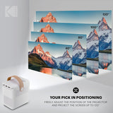 KODAK Proyector Inteligente FLIK HD9, Mini película portátil Blanca para Interiores y Exteriores, FHD 1080p para Pantallas de hasta 120"