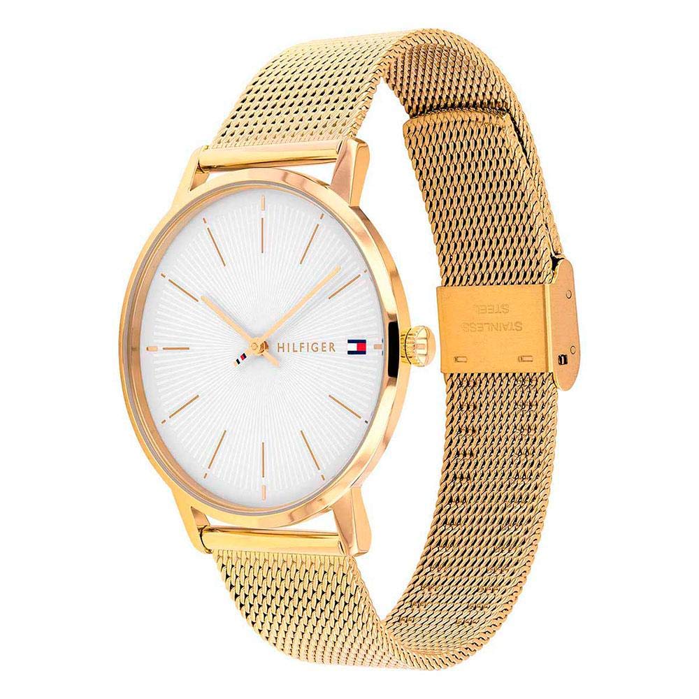 Tommy Hilfiger Reloj Analógico de Cuarzo para Mujer con Correa de Malla de Acero Inoxidable Dorado - 1782245