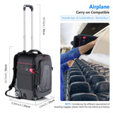 Neewer Maletín con Ruedas 2 en 1 para Cámaras: Antigolpes Acolchado y Extraíble, Asa Retráctil Oculta, para Cámara, Trípode, Flash, Lentes y Portátil. para Viajes en Avión
