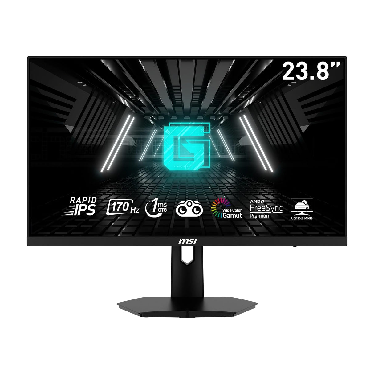 MSI G244F Monitor Gaming FHD de 24", Panel IPS 1920 x 1080, 170 Hz / 1ms, 122,88% sRGB/Freesync Premium- DP 1.2a, HDMI2.0b CEC, Negro