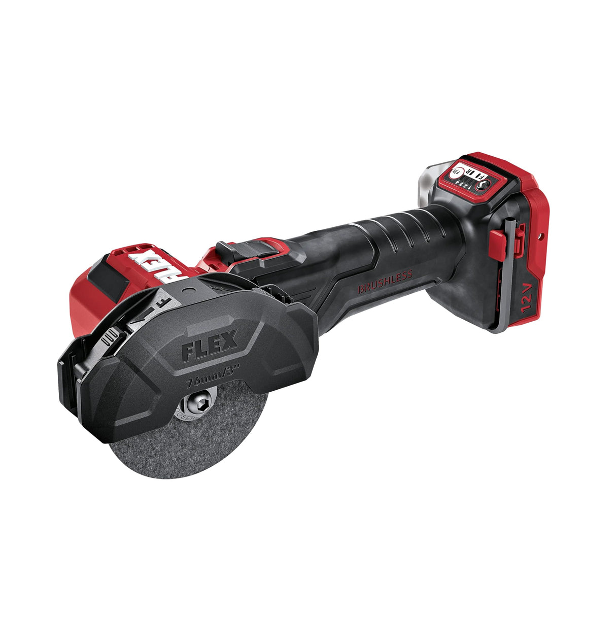 FLEX Mini amoladora angular LBE 76 12-EC C – Incluye disco de separación/desbaste, clip para cinturón, cubierta protectora (dimensiones (largo x ancho x alto) 235 × 75 × 120 mm, peso 0,85 kg 531717