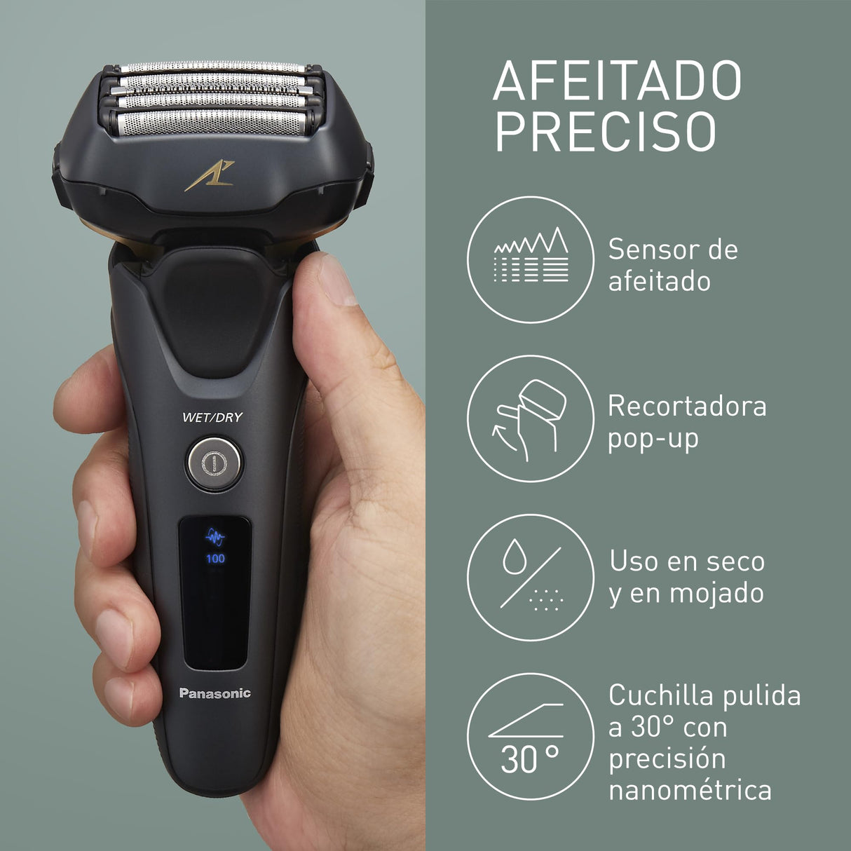 Panasonic Series 800 ES-LV97 Afeitadora en seco y húmedo, cabezal de 5 capas con motor lineal