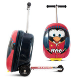 Flyte Scooter Maleta Plegable para niños – Perry el pingüino, Carcasa rígida, Paseo con Ruedas, 2 en 1, 18 Pulgadas, Capacidad de 25 litros, Red, 18-Inch, Perry el pingüino
