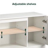 Zinus Wade Mueble TV - Mueble TV 147x67x40 cm - Unidad con mueble de almacenamiento - Blanco
