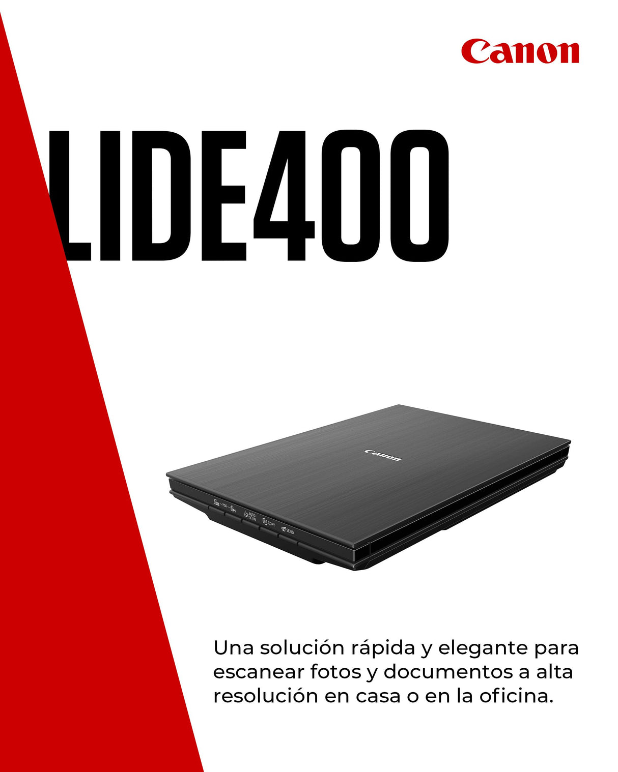 Canon CanoScan LiDE 400 Escáner Plano, A4, Documentos y Fotografías, Escaneo y Copia Automática, Alta Resolución 4800 x 4800ppp, Escaneo de Alta Velocidad, Negro
