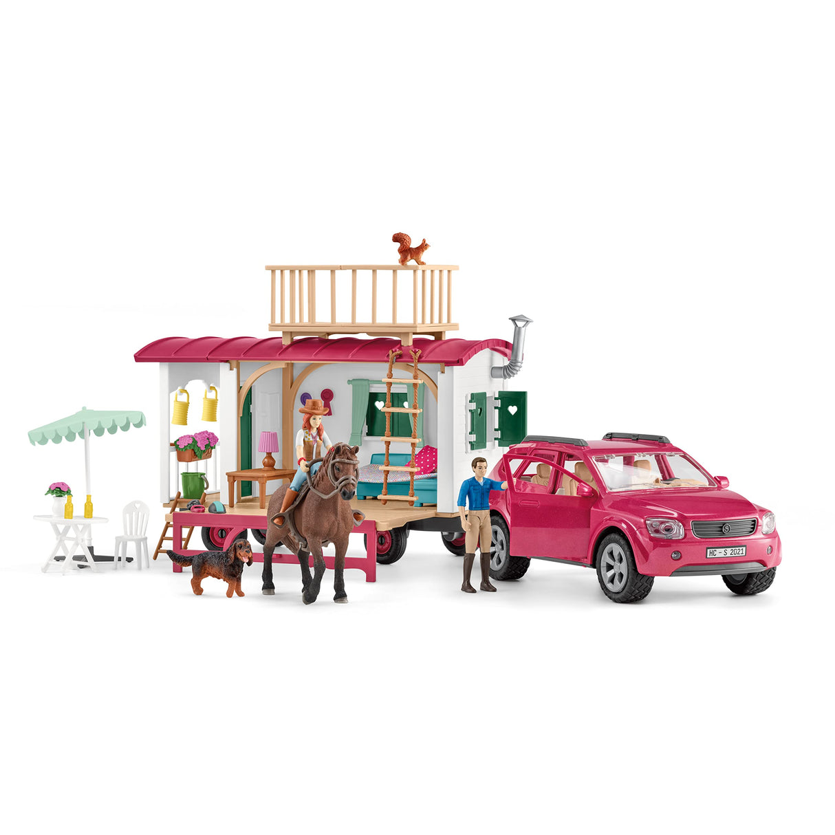 Schleich 72205 Acampada con la Caravana, a Partir de 5 años, Horse Club - playset, 73 x 23 x 23 cm
