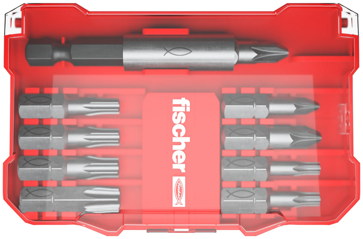 fischer L-Boxx PowerFast II, 1.800 tornillos PowerFast II para aglomerado en 11 dimensiones con rosca completa y parcial, para un procesamiento rápido y flexible, incluye juego ProfiBit