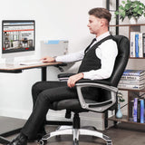 SONGMICS Silla de Oficina, Silla de Escritorio, Altura Ajustable, Ergonómica, Tapizada en PU, Carga de 150 kg, Negro OBG21B