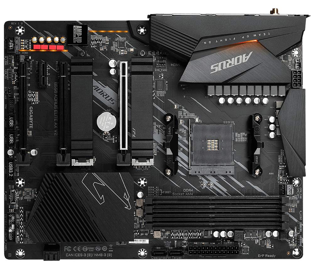 GIGABYTE B550 AORUS ELITE AX V2 Placa base - Procesadores AMD Ryzen 5000, VRM de 12+2 fases, hasta 4733 MHz DDR4, 1xPCIe 4.0 + 1xPCIe 3.0 M.2, Wi-Fi 6E, LAN 2.5GbE, USB 3.2 Gen 2