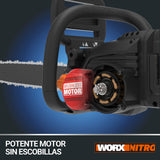 WORX Motosierra Nitro 40V (2x20V) | PowerShare | WG385E.9 | No incluye batería ni cargador | Motor Brushless | Espada 40 cm | Freno de cadena y lubricado automático
