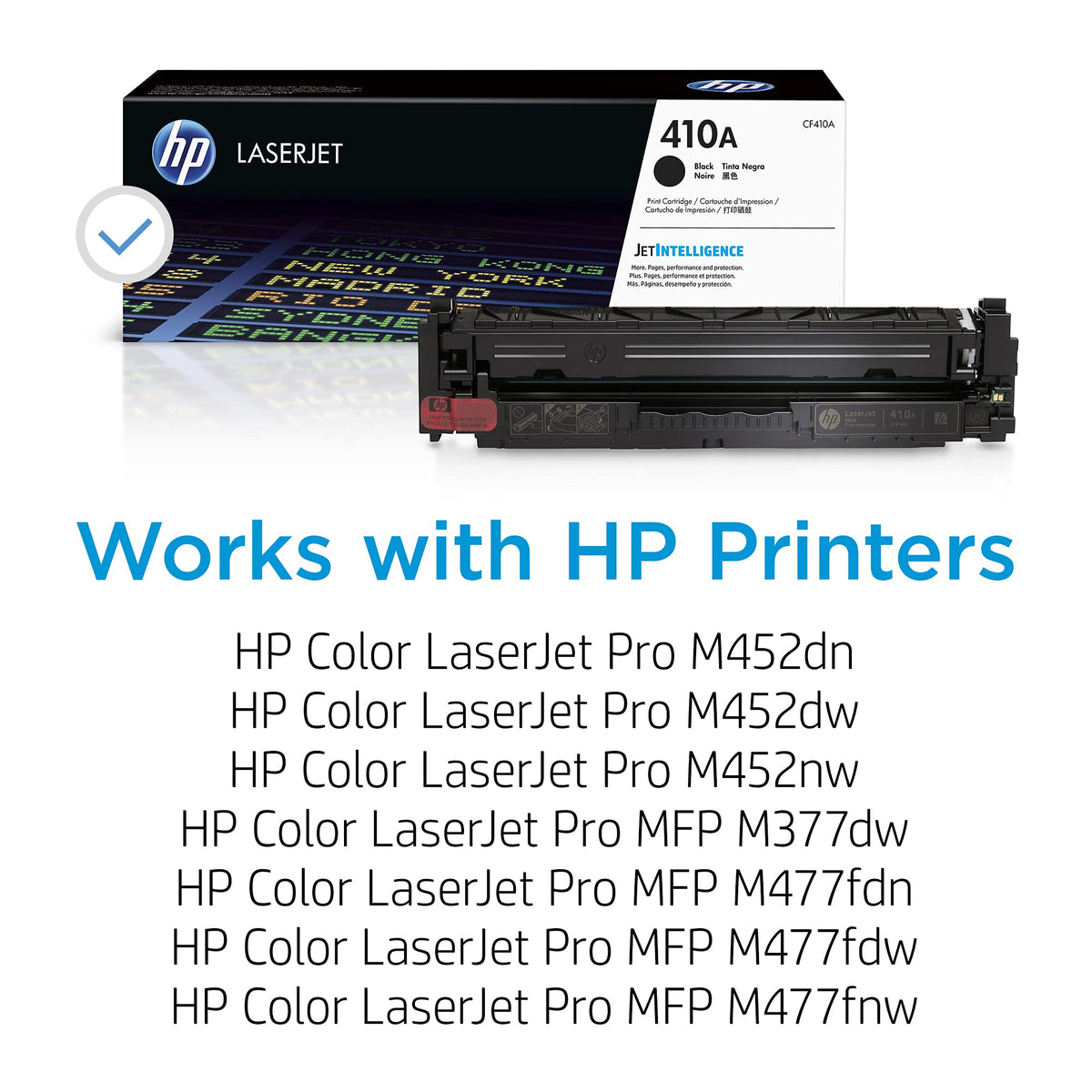 HP 410A CF410A, Negro, Cartucho Tóner Original, de 2.300 páginas, para impresoras HP Color LaserJet Pro serie M452 y M477