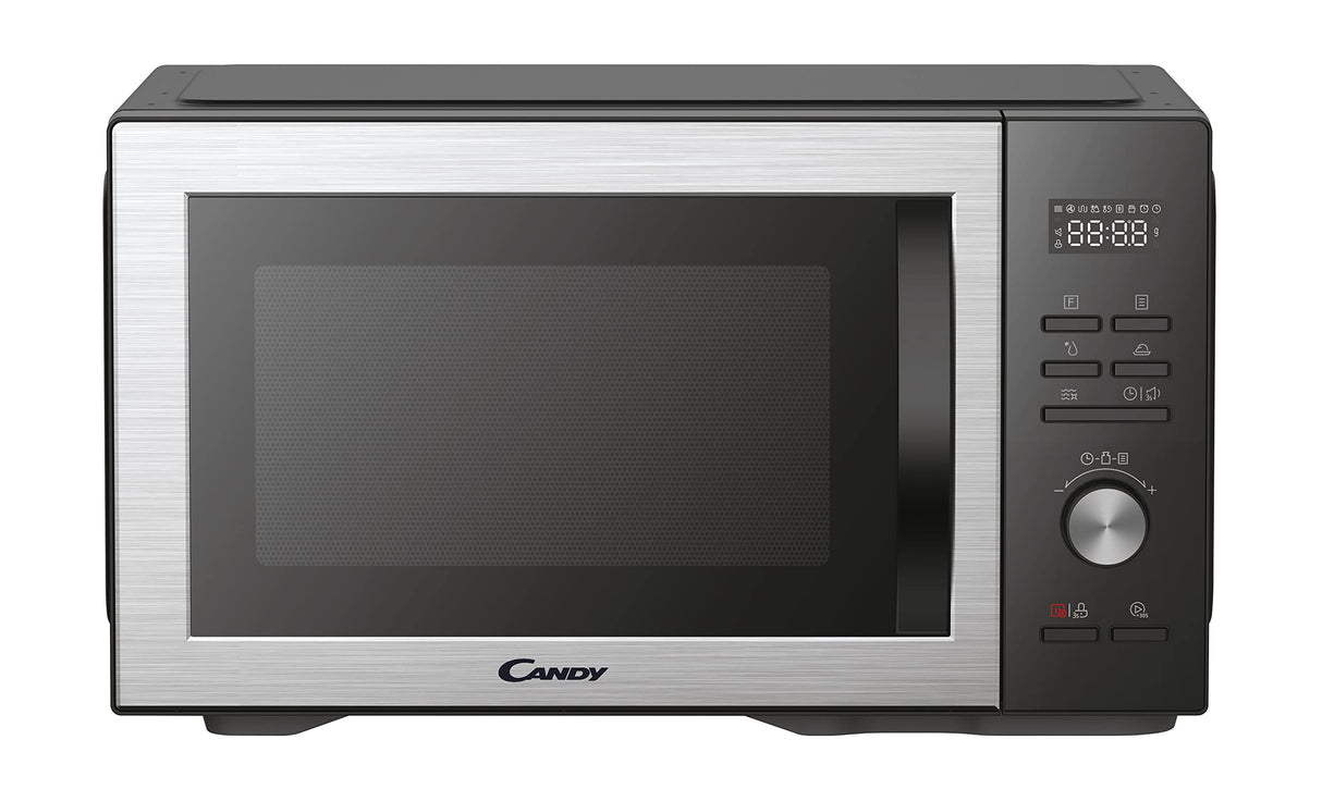 Candy Essenza CMCA29EDLB Horno Microondas Combinado, con Grill, 29L, 1000-2100W, Convección, 5 Niveles de Potencia, Digital, Automenús, Bloqueo Seguridad, Inicio Diferido, Descongelación, Negro e Inox