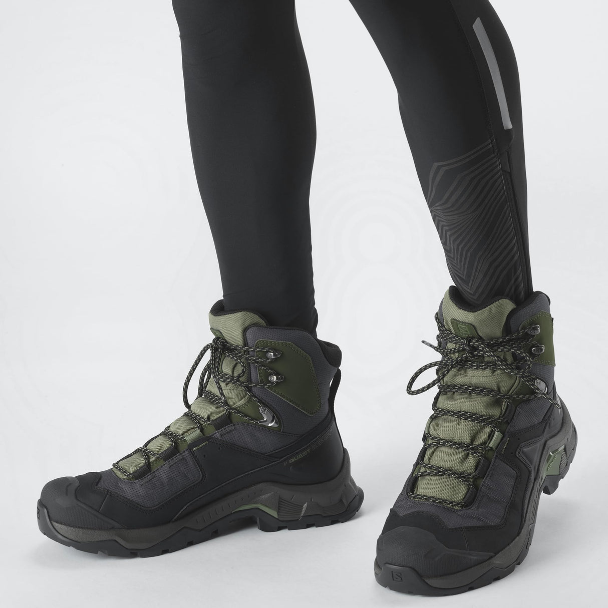 Salomon Quest Element Gore-Tex Botas de Senderismo de Piel para Hombre, Impermeable, Agarre Máximo, Zapatos Trekking, Black, 44 2/3