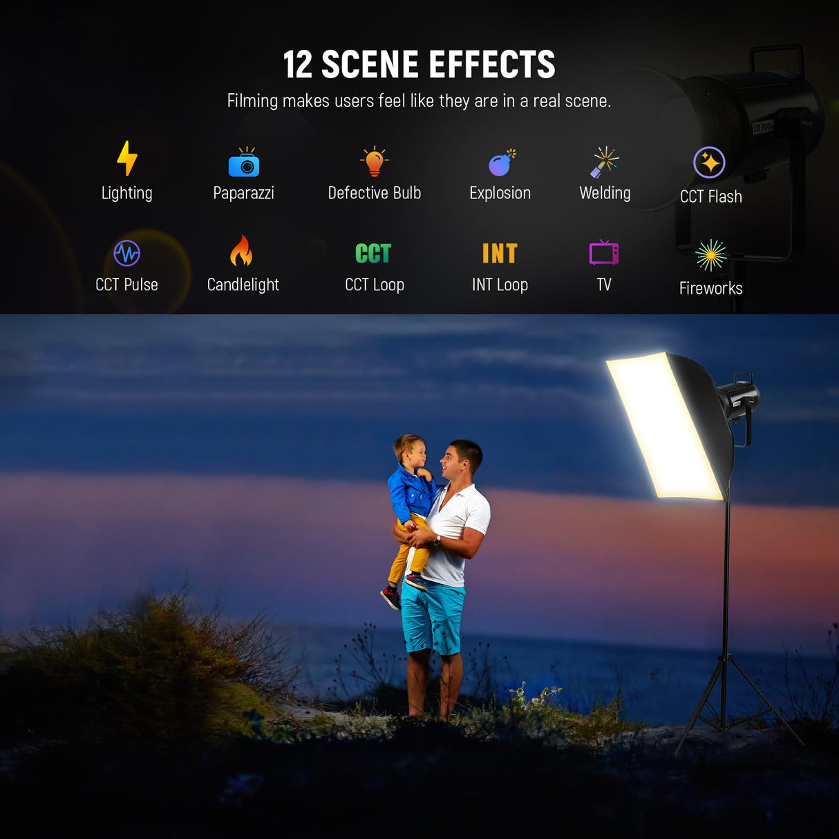 NEEWER 210W Luz Vídeo LED COB con Control 2,4G/App, Luz Continua Iluminación Continua Bicolor 2700K-6500K Grabación Fotografía Estudio con Montaje Bowens, 90000lux/1m, CRI/TLCI97+, GM ±50, CB200B Pro