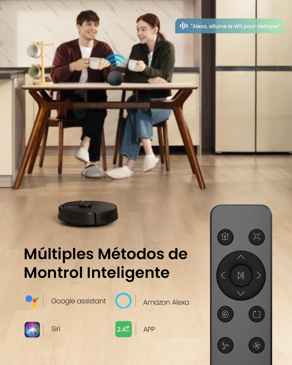 Vexilar W11 Robot Aspirador y Fregasuelos con Potente Succión 6000Pa, Robot Aspirador con Sistema de Navegación Láser Inteligente, Mapeo Inteligente, Base Autovaciado, Negro