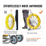 VEVOR Cinta de Pescado de Fibra de Vidrio de 200,09m Diámetro de 7,94mm Extractor de Cables con Varilla para Pasar Cables, Soporte de Carrete de Acero, 3 Cabezales de Extracción, Herramientas de Pesca