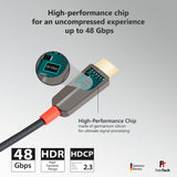 FeinTech 8K HDMI - Cable de fibra óptica (20 m, 4 K, 120 Hz, 1440 p, 144 Hz, para juegos HDMI 2.1, PS5, Xbox PC, TV, 48 Gbps, compatible con eARC, CEC, VRR, HDR, Dolby Atmos, 3D, VMI90200)