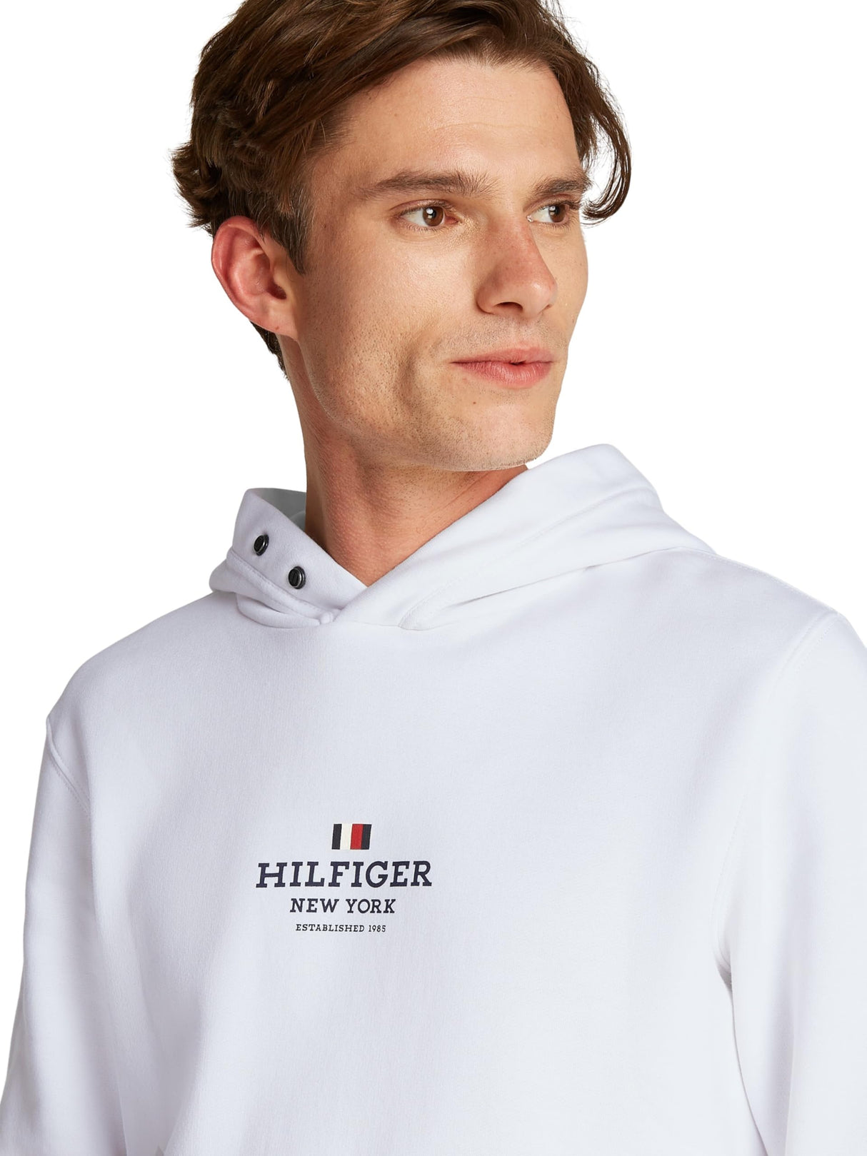 Tommy Hilfiger Sudadera para Hombre Hoodie con Capucha, Blanco (White), M