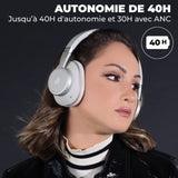 DeeBee dB-Pulse, Auriculares Bluetooth con Cancelación Activa de Ruido, 40mm, 40 Horas de Batería, Negro