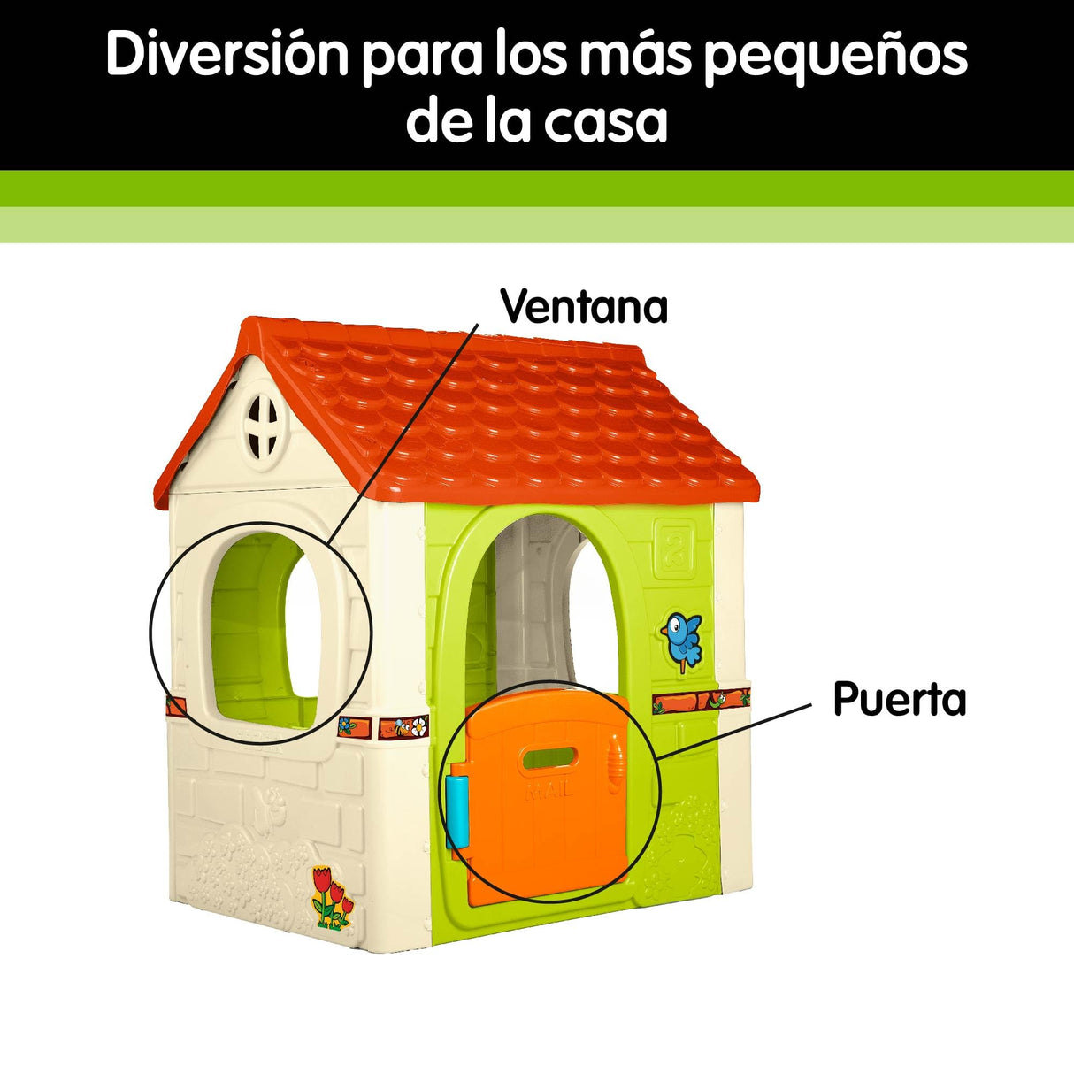 FEBER - Fantasy House Casita Infantil de Juegos, con Puerta Abatible, para Jugar al Aire Libre o en Casa, Resistente y de Fácil Montaje, para Niños de 2 a 6 Años, Famosa (FEH17000), Versión Actual