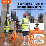 VEVOR Trípode para Nivel Láser Resistente, Ajuste de Altura de 1145-2905 mm, con Burbuja de Nivel y Limitador de Difusión, Pies Antideslizantes Elevables para Construcción, 200 x 145 x 1270 mm