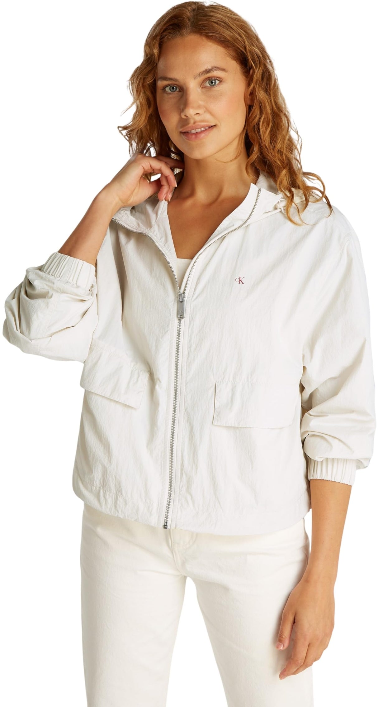 Calvin Klein Cortavientos Mujer Cotton Nylon fino, Beige (Tofu), XL