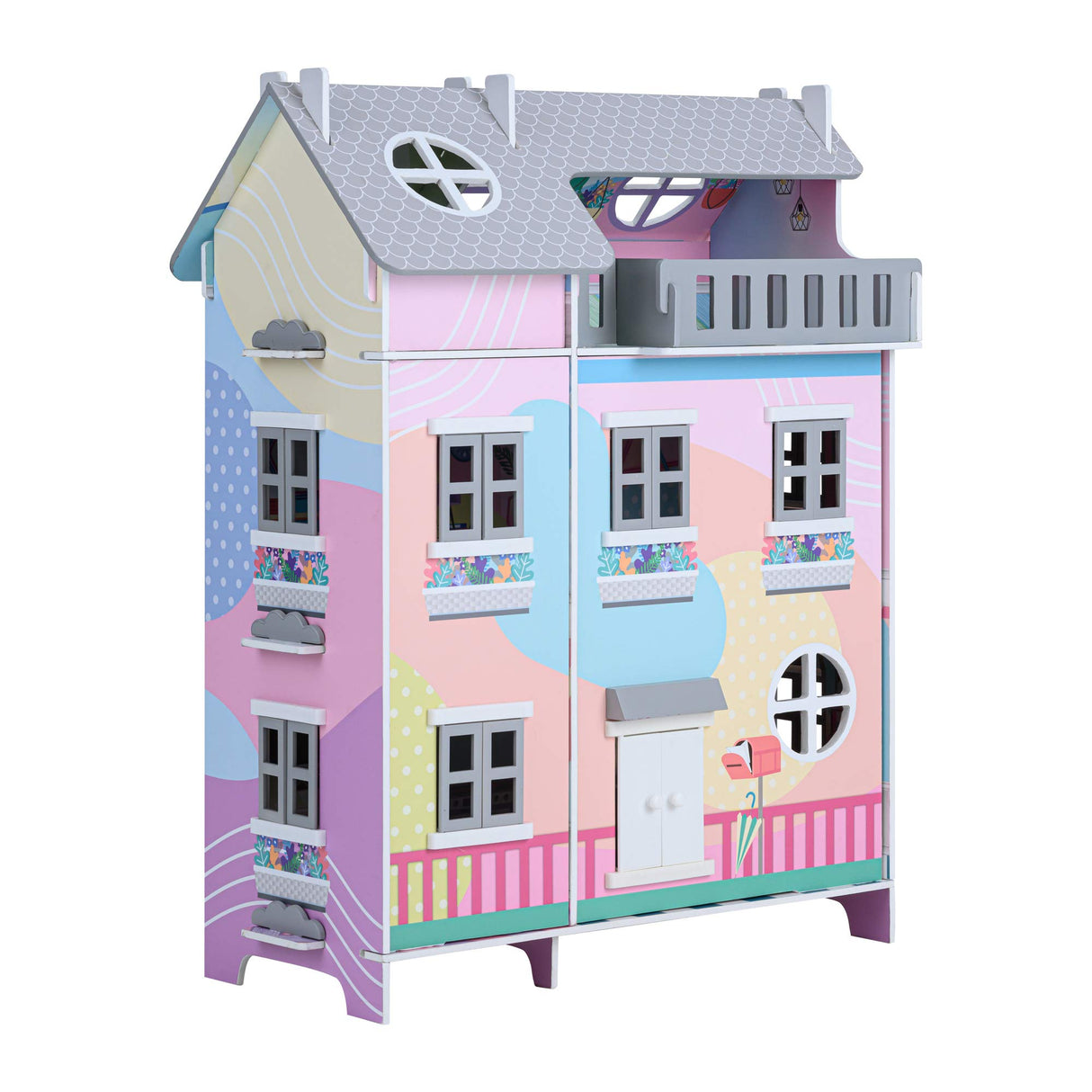 Olivia's Little World Teamson Kids Casa De Muñecas De Madera, Muñecas De 3,5" & 11 Accesorios TD-13361A