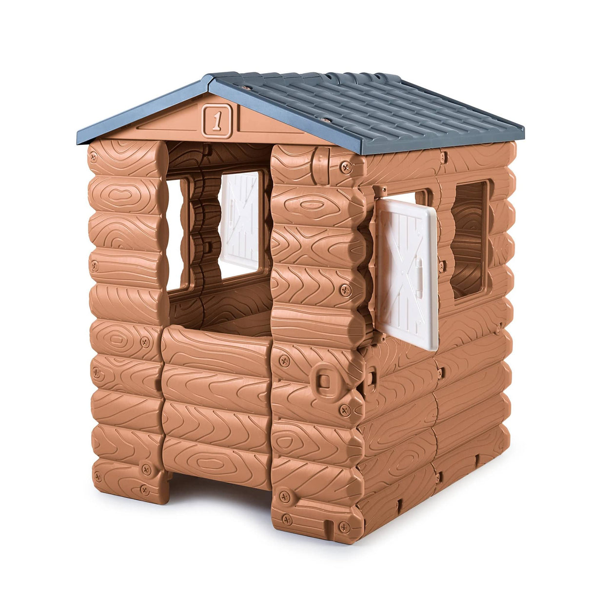 FEBER - Camping Cottage, cabaña de Juegos, una casita de Juguete Inspirada en la Naturaleza y con Aspecto de Madera, con Ventanas y Puerta abatibles,niños y niñas a Partir de 1año, Famosa (FEB05000)