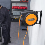 VEVOR Carrete de Cable de Extensión Retráctil 19 m 1600 W con Cable de Alimentación de 1 m Protección contra Sobrecalentamiento Carcasa de PP, Soporte Giratorio de 180° para Montaje en Techo, Pared