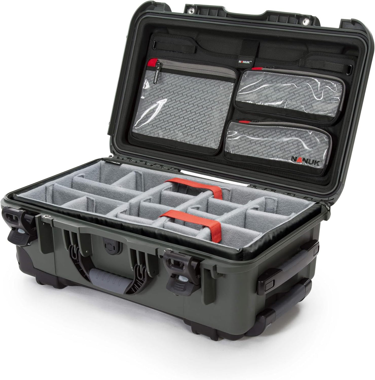 Nanuk 935 - Funda rígida Impermeable con Ruedas, Divisor Acolchado y Organizador de Tapa, Color Verde Oliva