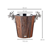 EDZARD Enfriador de Botellas Milwaukee, Altura 29 cm, Madera, con inserción de Acero Inoxidable, Asas con diseño de Cabeza de Ciervo, Enfriador de champán, Enfriador de Vino