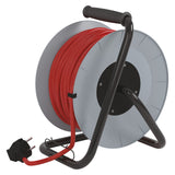 EMOS - Carrete de Cable de 40m con Cable alargador Reforzado - 4 enchufes Schuko - 230 V, 16 A, 3680 W - Aislamiento PVC - H05VV-F3G 2,5 mm2 - Protección contra sobrecalentamiento - IP20 para