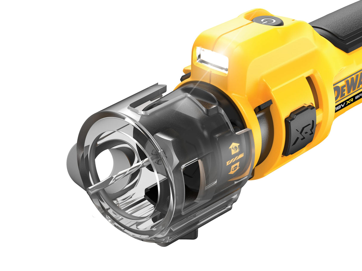 DEWALT DCE555N-XJ XR 18V Sierra de Corte, sin Escobillas para Panel Yeso, 26.000 RPM, Luz LED, Incluye Pinzas 3.2 mm y 6.4 mm
