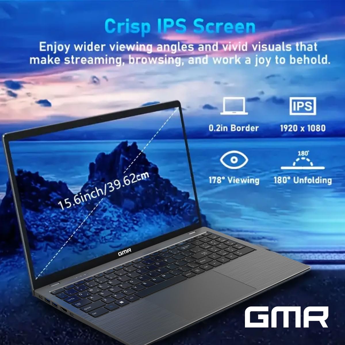 GMR - Portátil Full HD de 15,6 Pulgadas - Intel N95-16 GB de RAM DDR4 - SSD de 512 GB - Windows 11 Pro para el hogar, la Oficina y el Estudio - Teclado QWERTY