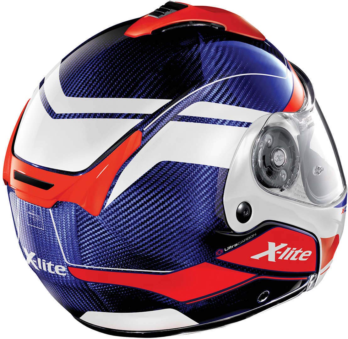 X-Lite X-1004 Ultra Carisma Carbón Tint Blue Glossy White Chin Guard S