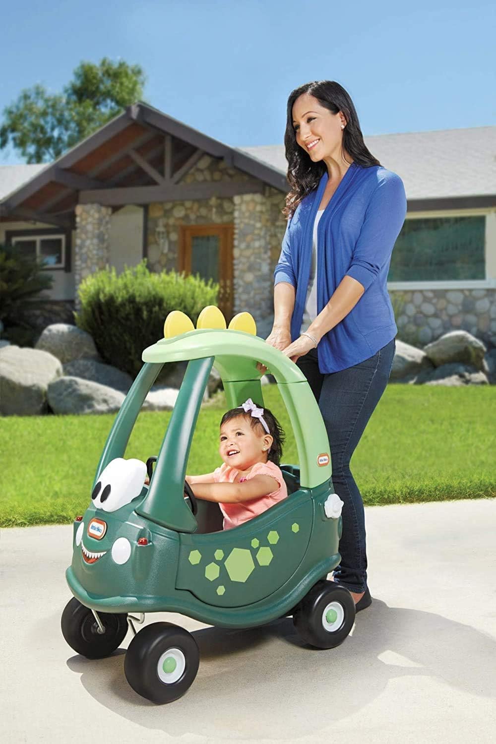 little tikes Cozy Coupe Dino - Correpasillos, Reposapiés Extraíble, Bocina Que Funciona, Botón de Arranque y Tapa de Combustible, Edad: a Partir de 18 Meses