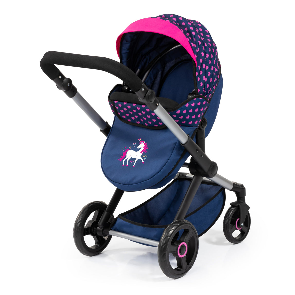 Bayer Design 17054AB Cochecito de muñeca XEO, Convertible, Regulable en Altura, Cuna de Viaje, Bolsa, Saco de Dormir, Accesorios