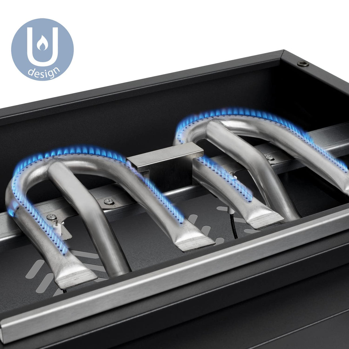 H.Koenig PLX1032 Plancha de Gas, 3 quemadores en U, Acero Inoxidable, Placa en Hierro Fundido, Gas Propano o Butano, Facil Limpieza, Antideslizante, Negro
