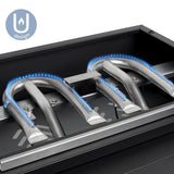 H.Koenig PLX1032 Plancha de Gas, 3 quemadores en U, Acero Inoxidable, Placa en Hierro Fundido, Gas Propano o Butano, Facil Limpieza, Antideslizante, Negro