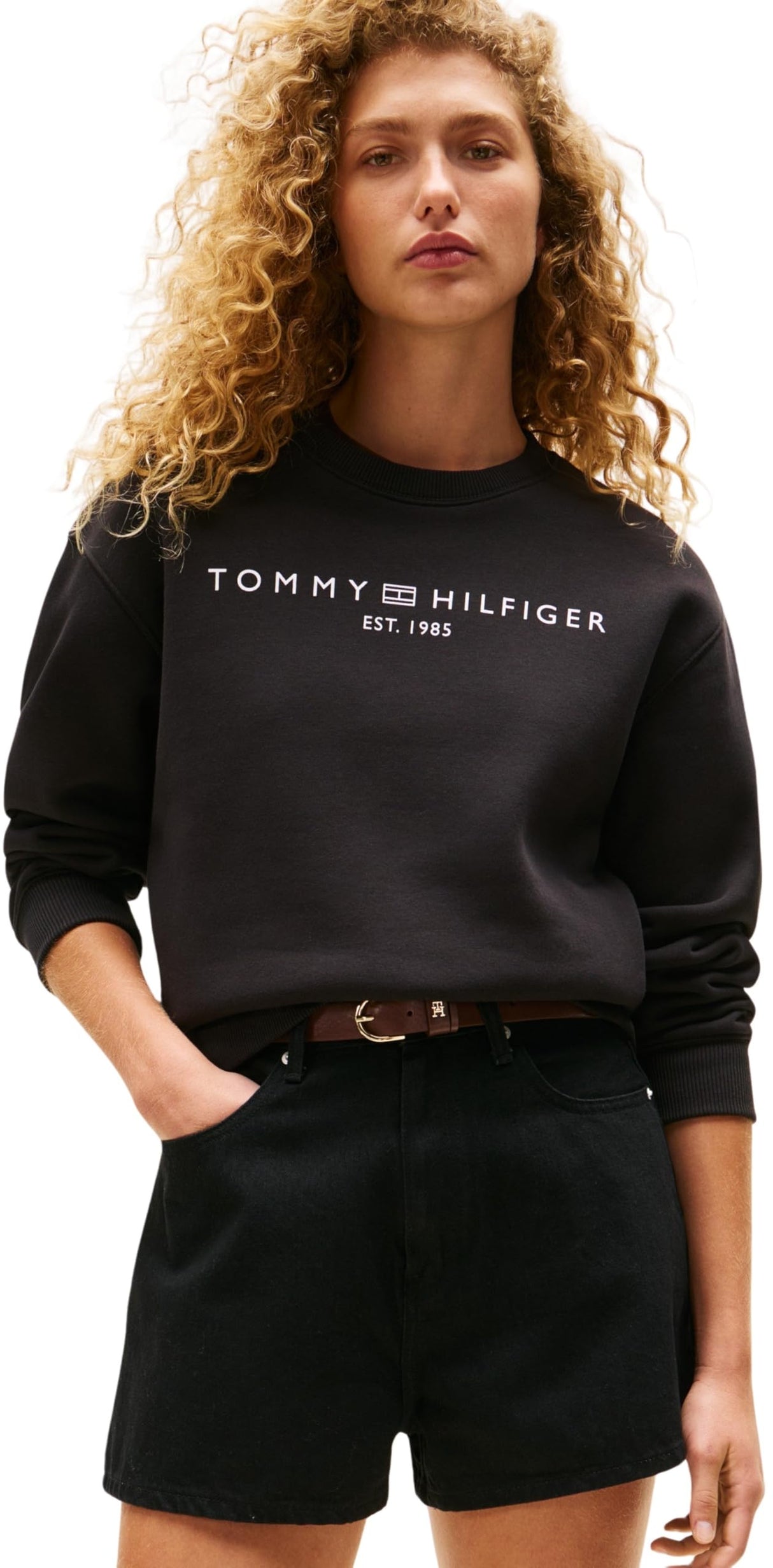 Tommy Hilfiger Sudadera Mujer sin Capucha, Negro (Black), XXL