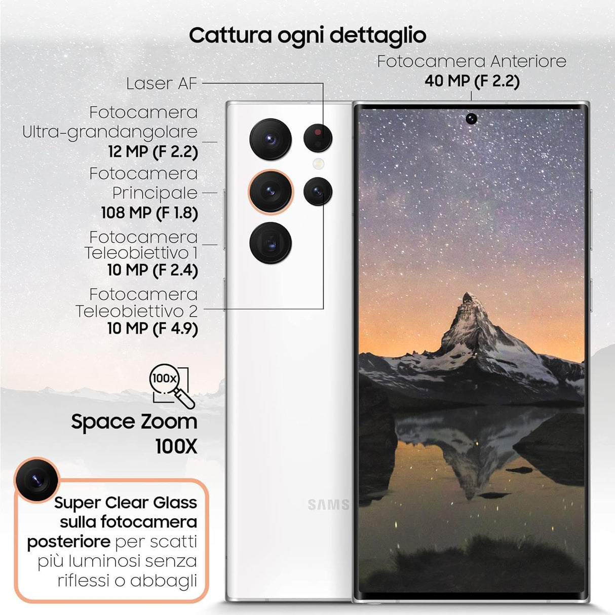 Samsung Galaxy S22 Ultra, desbloqueado, SM-S908B 17,3 cm (6.8in) SIM doble Android 12 5G USB Tipo C 12 GB 256 GB 5000 mAh Blanco (Reacondicionado)