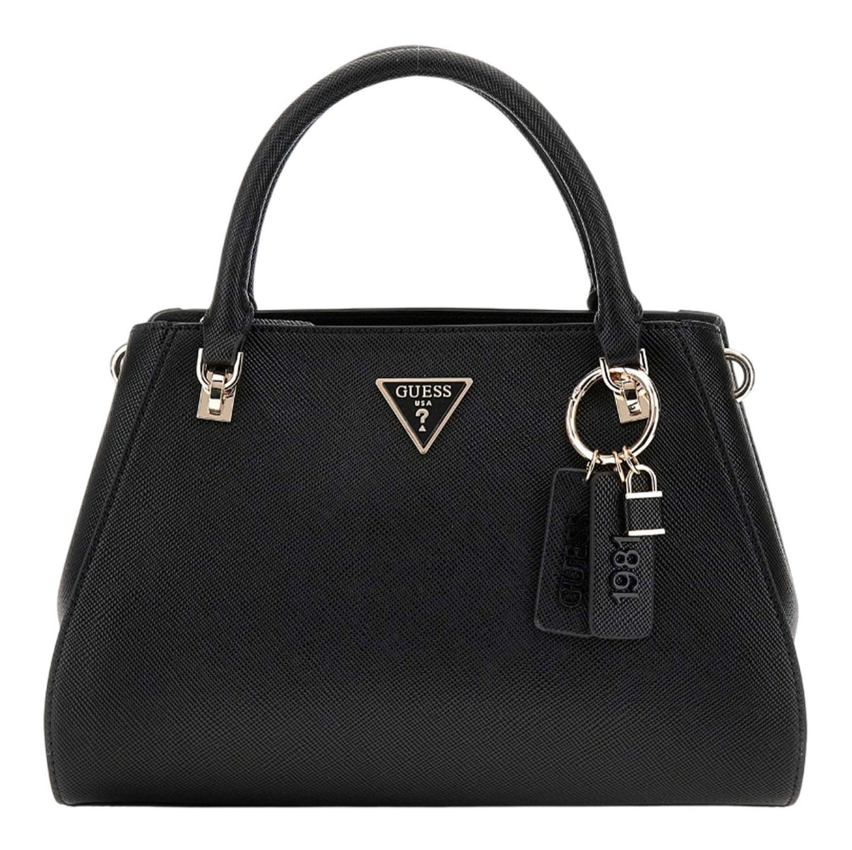 GUESS Noelle Luxury Satchel, Hand Bag Women, Negro, Talla única