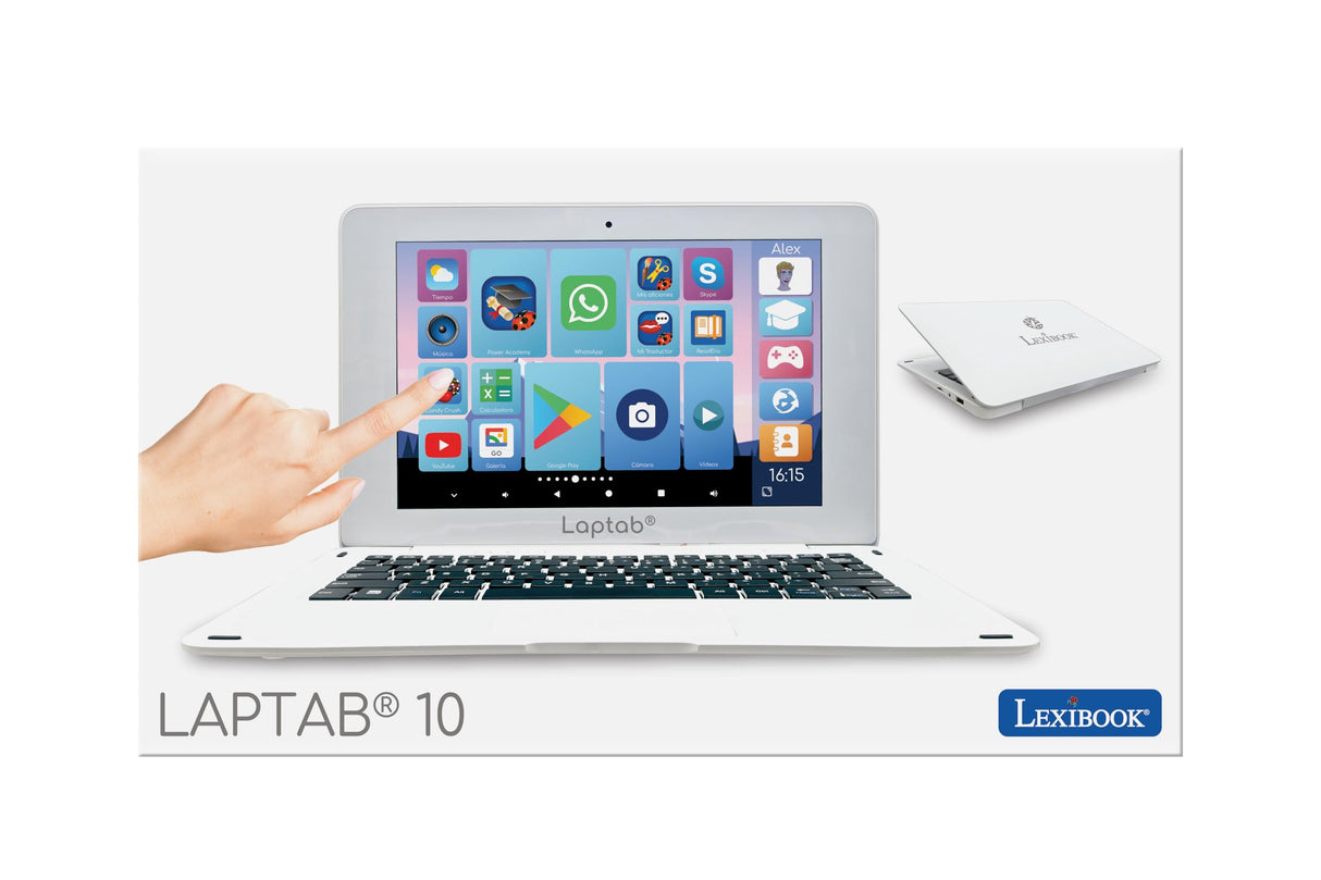 LEXIBOOK, LAPTAB® 10, Portátil con Pantalla táctil, Diseñado para Toda la Familia, Contenido Educativo y Divertido, Powered by Android™, Control Parental, Ultrafino y Ligero, LT10ES