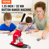 VEVOR Máquina para Fabricar Botones Diámetro de 32 mm Cortador de Círculo de Insignia 29x15,5x48,5 cm Hierro y ABS Máquina para Hacer Pines Chapas Lazos Llaveros Abrebotellas Personalizadas 500 Piezas
