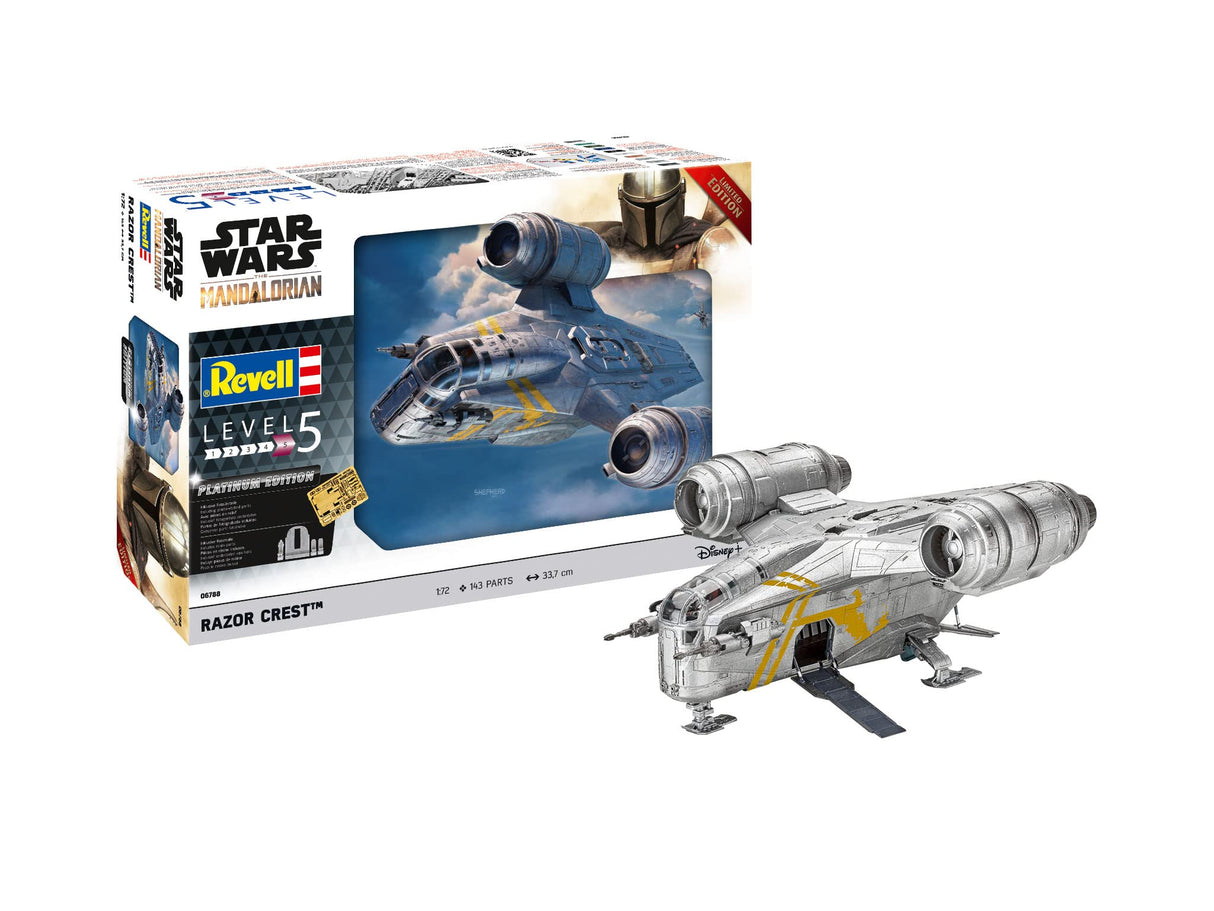 Revell Platinum Edition 06788 Star Wars: The Mandalorian Razor Crest (Din Djarin) - Kit de modelo de plástico de edición limitada sin construir/sin pintar a escala 1:72 con piezas fotograbadas y de