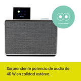 Pure Evoke Play Sistema de música versátil para Interiores y Exteriores (Radio Dab+ /FM, Radio por Internet, podcasts, Spotify Connect, Bluetooth en un Rico Sonido estéreo de 40W), Blanco algodón